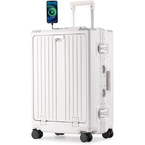 UrbanExporer Carry On Luggage 22x14x9 Airline Approved, Zipperless Luggage Carry On with Compartment 20" Hard Shell Suitcases, ABS+Aluminum Carry On Suitcases with Spinner Wheels, TSA Lock 37L