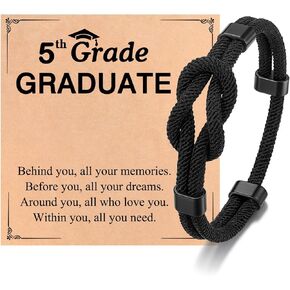PINKDODO Infinity Knot 5th 8th Graduation Bracelet for Boys Elementary Middle School Graduation Gifts for Son Grandson Nephew