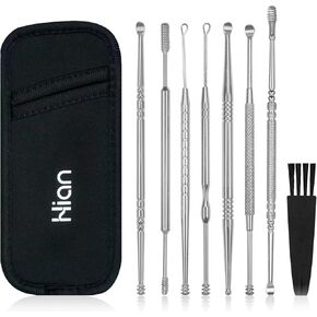 طقم إزالة شمع الأذن 8 PCS ، أدوات إزالة الأذن ذات الأذن المزدوجة ذات الرؤوس المزدوجة ، 316 لتر منظف الأذن من الفولاذ المقاوم للصدأ مع فرشاة التنظيف وصندوق تخزين ، بدلة للطفل البالغ (الفضة) in Kuwait