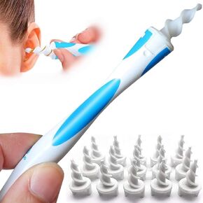 2025QGRIPS أداة إزالة الشمع الأذن-شمع الأذن ، مجموعة الأذن القابلة لإعادة الاستخدام ، منظف أذن آمن مع 16 جهاز كمبيوتر ناعم ومرن الأزرق