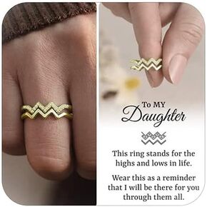هدايا ابنة من أعلى مستوياتها وأدنى الدعامة حلقة زركون موجة مزدوجة خواتم الأم ابنة الخواتم العصرية الاشياء عيد ميلاد الأم هدايا يوم 2025 in Kuwait
