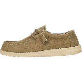 HEYDUDE Men's Wally Canvas Nut Size 8, Men’s Shoes, Slip-on Loafers, Comfortable & Light-Weight
