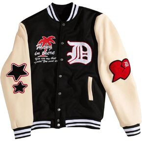 SOLY HUX Men's Varsity Jacket Color Block Graphic Long Sleeve Streetwear Y2k Baseball Jacket