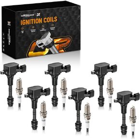 MaxPeedingRods UF401 مجموعة من 6 حزمة ملف الإشعال ومقاطع شرارة Iridium تناسب Infiniti FX35 G35 M35 3.5L V6 2003-2008 ، لـ NISSAN 350Z 3.5L V6 2003-2006 ، IGNITION COIL KIT يحل UF-401