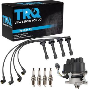 TRQ Ignition Kit Distributor Spark Plugs Wire Set Compatible with 1999-2001 Honda CR-V