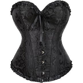 INOGIH Women Vintage Frosted Lace-Up Bustier-Corset Top - Renaissance Boned Overbust Corset Top for Out Go Party