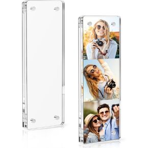 Vowcarol 2 Pack Photo Booth Frame 2x6 Picture Frame, Acrylic Fridge Magnetic Frames, Clear Acrylic Frame, Strong Magnetic 2x6 Photo Picture Frames for Refrigerator