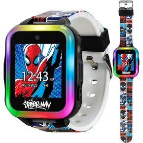 Marvel Spider-Man Kids Interactive Smartwatch with Touchscreen, Games, Camera, Timer, and Pedometer for Boys & Girls - 10 Watch Faces, 3 Wallpapers, Red and Blue Character Strap, LED Light-Up Bezel