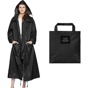 Womens Long Raincoats Waterproof Rain Jacket Lightweight Breathable Hooded Windbreaker