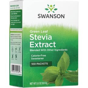 Swanson Green Leaf Stevia Extract 100 Packets