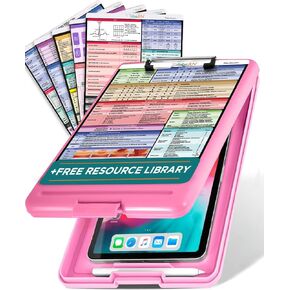 Tribe RN Ultimate Nursing Clipboard Set - 6 Vibrant Color-Coded Clinical Reference Sheets - Excellent Durability & Water-Resistant for Everyday Use (Black)