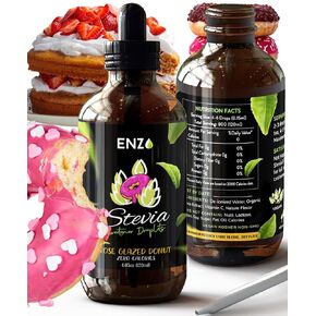 Enzo Liquid Stevia Drops لدينا محلية من السعرات الحرارية الصفر (4 أوقية - 800 حصص/زجاجة) - القرفة - كل النكهة الطبيعية مع عدم وجود إضافات مصطنعة ومكون حشو