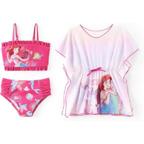 Disney Frozen Elsa Princess Minnie Ariel Girl 3 Piece Swimsuit Bikini Tankini Bathing Suit with Cover Up Set UPF 50+ Swimwear