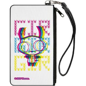 Buckle-Down Nickelodeon Wallet, Coin Purse, Invader Zim GIR Pose and Face Typography White Multi Color, Canvas