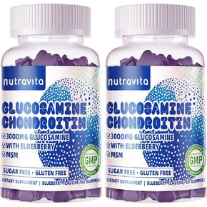 Glucosamine chondroitin Gummies مع MSM & Elderberry Extra Strength - دعم مشترك ، ملحق لدعم المناعة المضاد للأكسدة للبالغين والنساء.