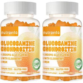 Glucosamine chondroitin Gummies مع MSM & Elderberry Extra Strength - دعم مشترك ، ملحق لدعم المناعة المضاد للأكسدة للبالغين والنساء. in Kuwait
