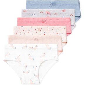 Lucky & Me Erica Girls Bikini 100% Organic Cotton Children's Underwear 6 Pack