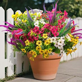 20 Packs Artificial Flowers Outdoor UV Resistant Fake Plants for Garden Patio Decor - Realistic Greenery for Hanging Planter Porch Window Home Wedding Spring Summer Decor
