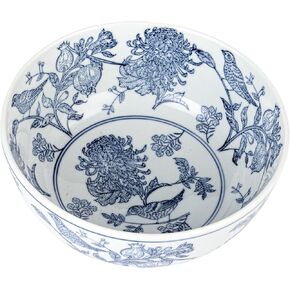 الإبداع Co-op Aviary Garden Stoneware Bowl ، الأزرق والأبيض
