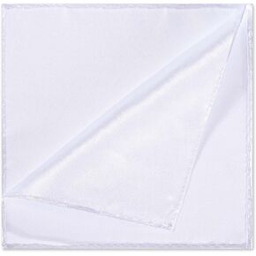 2 PCS White Pocket Square, Selected Satin Silk Handkerchief for Men Formal Wear Business Wedding Party Fashion Grooms Prom(Solid)