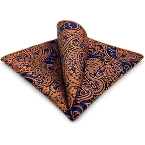 S&W SHLAX&WING Mens Pocket Square Paisley White Black Elegant Large Party Woven