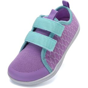 WateLves Toddler Little Kid Wide Barefoot The First Walking Shoes Girls Boys Breathable Lightweight Splay Naturally Minimalist Sneakers(Yulin,24) Purple