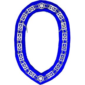 Masonic Blue Lodge Master Mason Chain Collar - Freemason Silver Chain Collar - G Compass Plates