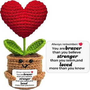 Gifts for Mom Mothers Day- Positive Crochet Heart Flower Handmade Knitted Emotional Support Animal, Funny Birthday Gift for Mother Mommy Grandma from Daughter Son Emotional Support Pickle Gifts