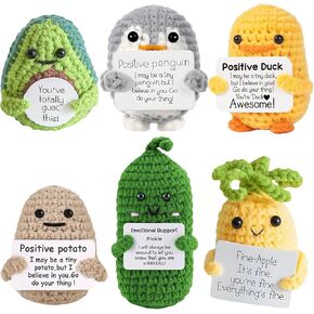 6PCS Handmade Positive Potato & Positive Crochet Animals Set - Cute Emotional Support Gifts for Women,Friends, Birthday Gifts, Encouragement and Christmas Decoration