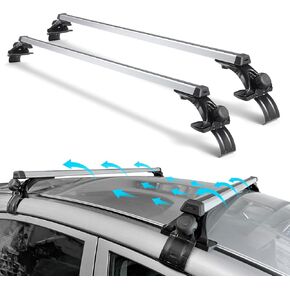Universal Car Roof Rack Cross Bars Adjustable 48" Aluminum Alloy 176lbs/80KG Rooftop Cargo Carrier Luggage Holders Brackets for Car Vehicle SUV Without Roof Side Rail for Bike Snowboard