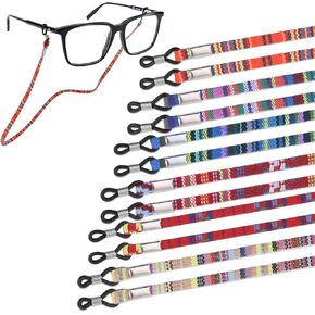 Eyeglasses Strap, 12 Pcs Colorful Sunglasses Strap Multicolored Safety Eyeglass Holders Around Neck Vintage Boho Glasses Lanyard for Men and Women