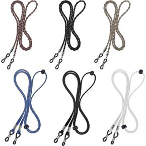 6 Pcs Glasses Chain for Women Men, Holder Strap, Leather Eyeglasses Chain Dark Colors Eyewear Lanyard Retainer Glasses Necklace, Adjustable Eyeglass Lanyard Neck Strap String Sunglasses Cords