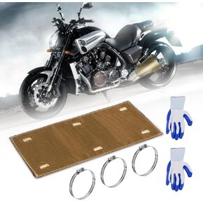 Titanium Pipe Shield with Gloves, 12" x 6" Exhaust Heat Shield, Two-layer Material Design Heat Protection up to 1350°F, Pipe Heat Insulation Shield Motorcycle Heat Guard