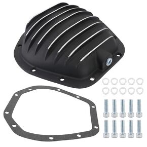 Black Finned Front Dana 60 Differential Cover with Bolts & Gasket Compatible with F250 F350 Super Duty 4WD