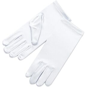 Greatlookz Elegant Ingenue Girl's Satin Wrist Length Gloves (White, Age 3-7)