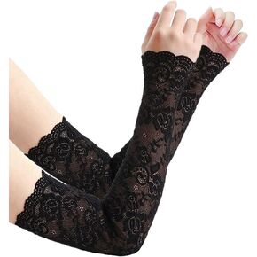 Lace Arm Sleeves For Women Wedding Sleeve, Floral Long Fingerless Lace Gloves for Bridal Party Prom Costume