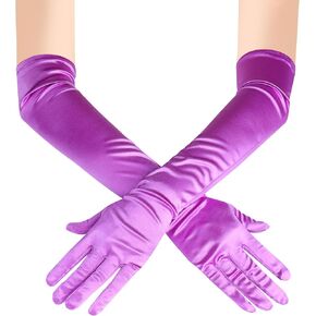 JUNART Long Satin Gloves,Elegant Elbow Length Gloves for Opera Party, Wedding, Evening Dresses,Carnival Costume, Dance