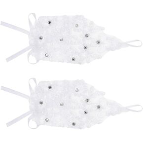 1Pair Kids Fingerless Lace Gloves Girl Performance Gloves for Stage and Wedding Events for Girls Dress Up and Special Occasions White