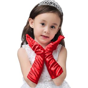 PENINSULA LOVE Kids Satin Opera Gloves Long Shiny Dress Up Gloves Stretchy Flapper Elbow Gloves for Girl Princess 2-8year