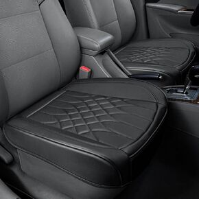 1-Pack Leather Front Car Seat Covers - Bottom Car Seat Covers Fully Wrapped, Non-Slip and Waterproof, Fits Most Vehicles Black