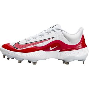 Nike Men's Alpha Team Huarache Elite 4 Low Metal Baseball Cleats (FD2745-105, White/Black/Blue Tint/University Red)