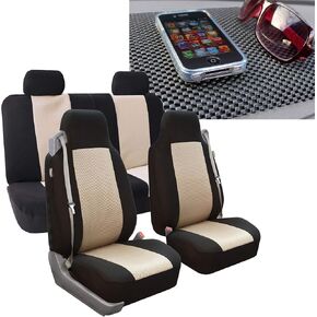 FH Group All-Purpose Built-in Seat Belt Classic Cloth Seat Covers Front Set - Universal Fit for Cars, Trucks, & SUVs (Black) in Kuwait