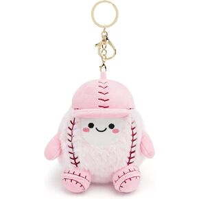 Stelle Cute Softball Plush Keychain for Backpack Kawaii Fuzzy Pink Bag Charm Soft Keychain Accessories Gifts for Girls