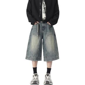 DOSLAVIDA Baggy Jorts Mens Denim Shorts Summer Jean Shorts Loose Casual Fashion Capri Jeans