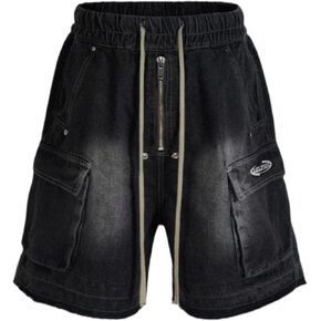 Aelfric Eden Baggy Jean Shorts Mens Drawstring Washed Jorts Loose Fit Denim Shorts Streetwear Y2K Cargo Jorts