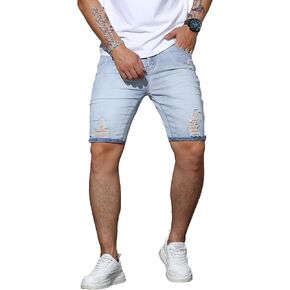 Mens Womens Jorts Ripped Jean Shorts Stretch Skinny Denim Shorts Y2k Destroyed Distressed Casual Summer Shorts