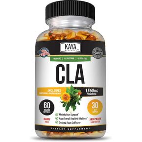 كبسولات Kaya Naturals CLA-حمض اللينوليك المترافق-غير المعدلة وراثيًا وخالية من الغلوتين (60 عدد (حزمة 1))