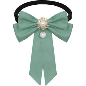Bow Ties for Boys Girls, Adjustable Pre-tied Kids Bowtie with Pearls, Solid Color Toddler Bow Tie for School Daily