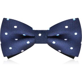 Bow Tie for Boy,Navy Blue White Polka Dot Bow Tie Kid's Pre-tied Clip on Bowtie Adjustable Bow Tie School Concert Grad Party Wedding Banquet
