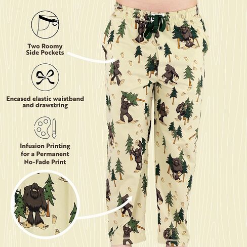 Lazy One Bear & Bigfoot Pajama Pants For Men, Men's Separate Bottoms, Lounge Pants, Funny, Humorous in Kuwait